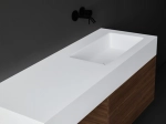 Plan vasque lavabo sur mesure : L 50 à 201 x P 30 à 51 cm, finition lisse mate, 10 couleurs au choix, Anti bactérien, résine Akrytan® teinté dans la masse, Livraison Offerte.